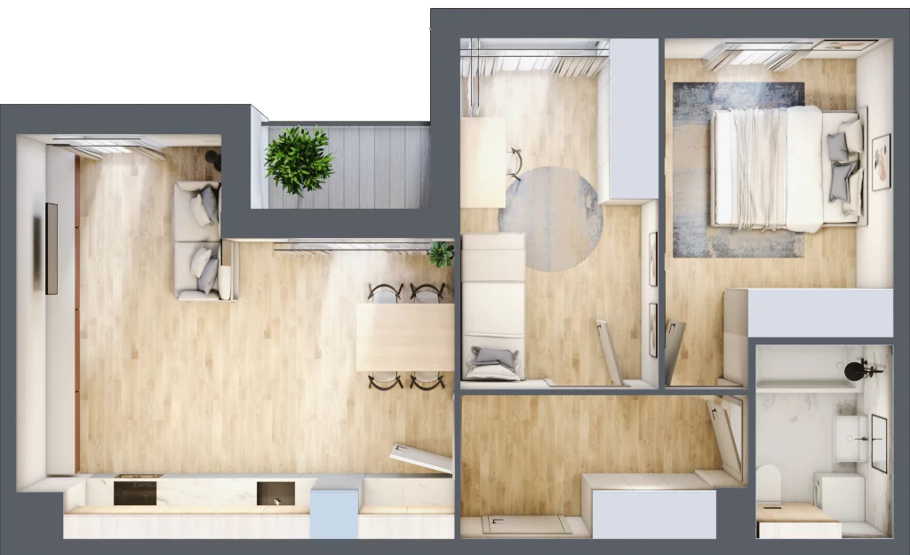 Apartament 55,89 m², piętro 1, oferta nr F8, Nowe Żerniki Bieńkowskiego, Wrocław, Żerniki, Fabryczna, ul. Bieńkowskiego