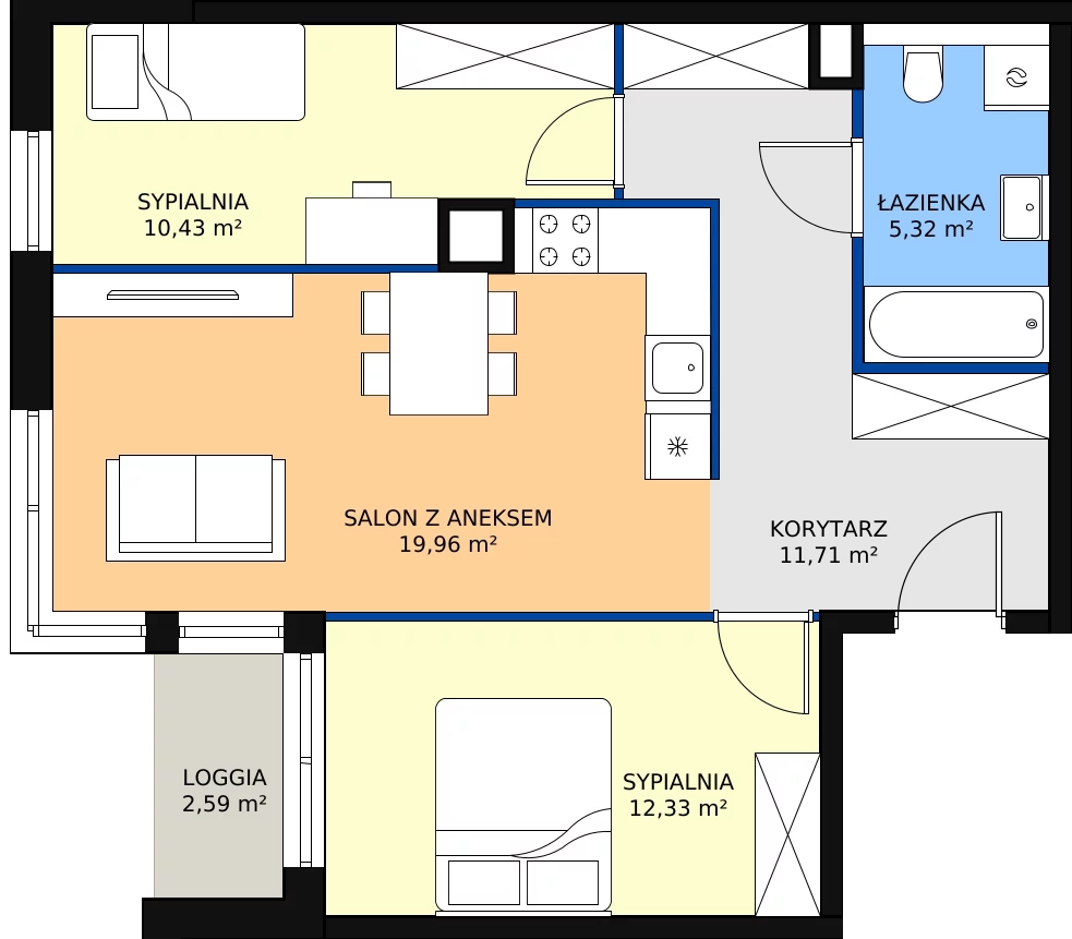 Zalety apartamentu 59.75 m², H16