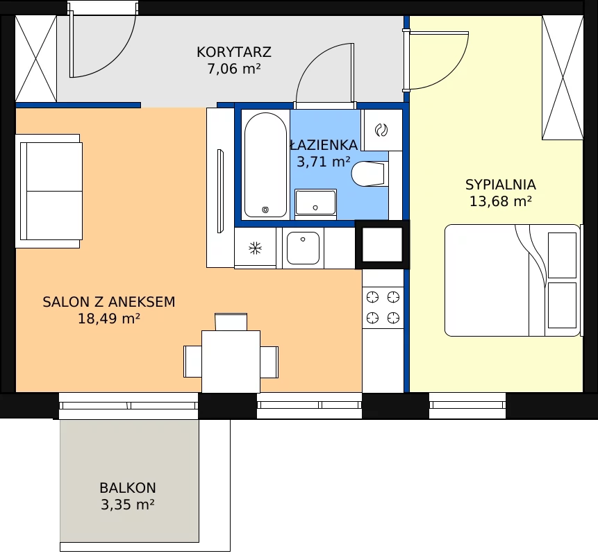 Zalety apartamentu 42.94 m², H17
