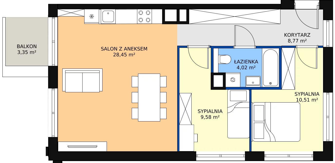 Zalety apartamentu 61.33 m², I12