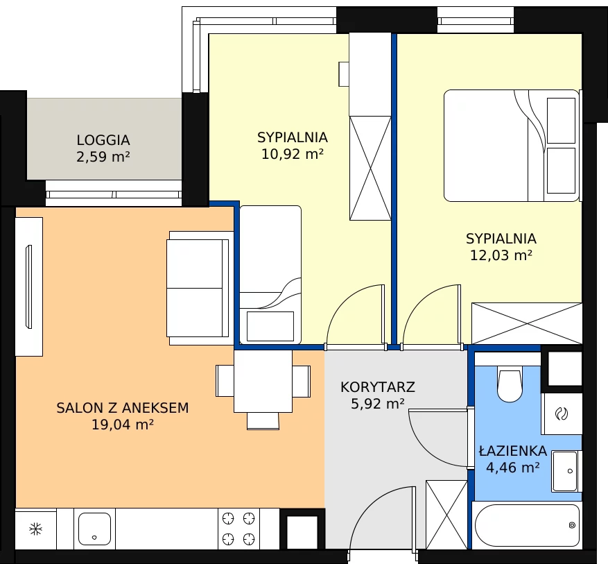 Zalety apartamentu 52.37 m², K24