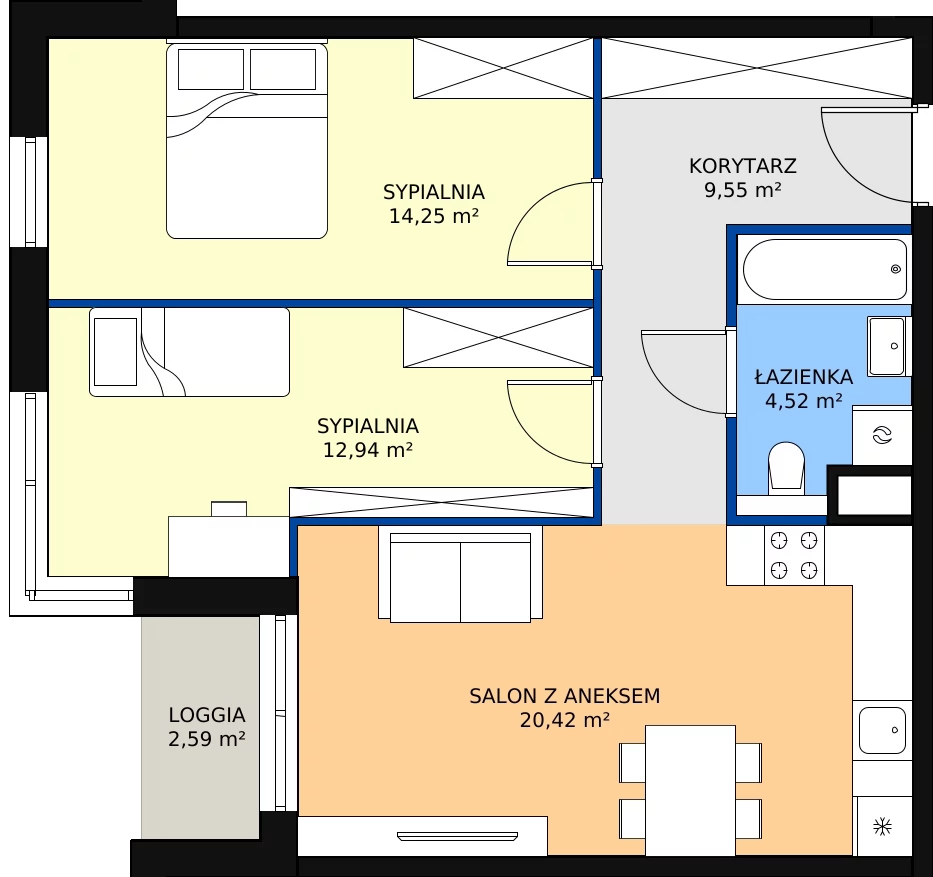 Zalety apartamentu 61.68 m², K25