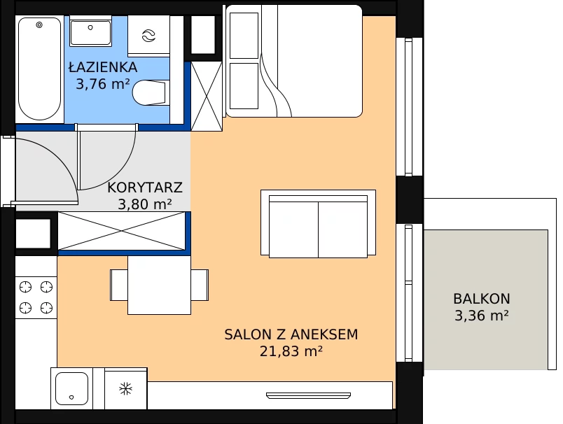 Zalety apartamentu 29.39 m², K29