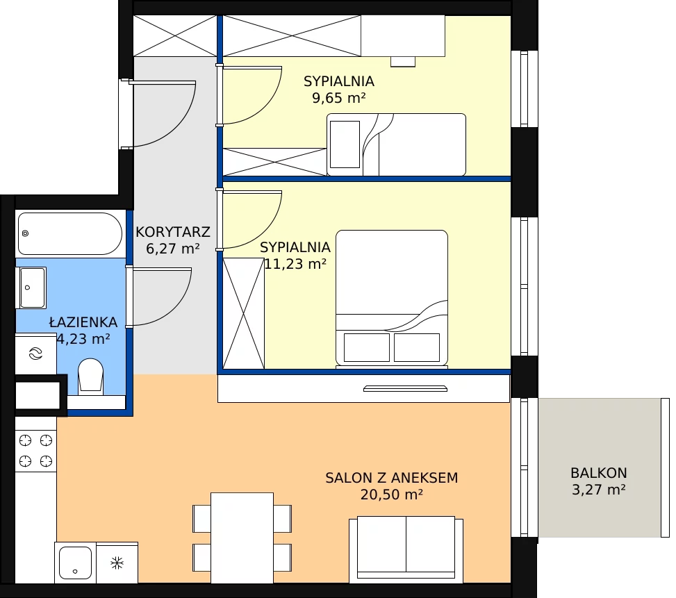 Zalety apartamentu 51.88 m², E22