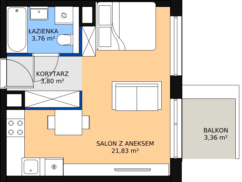 Zalety apartamentu 29.39 m², K39