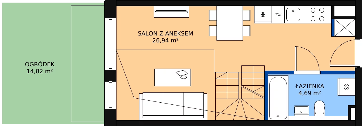 1 pokój, apartament 51,37 m², parter, oferta nr 2, Nowa Kurkowa, Wrocław, Nadodrze, Śródmieście, ul. Kurkowa 36