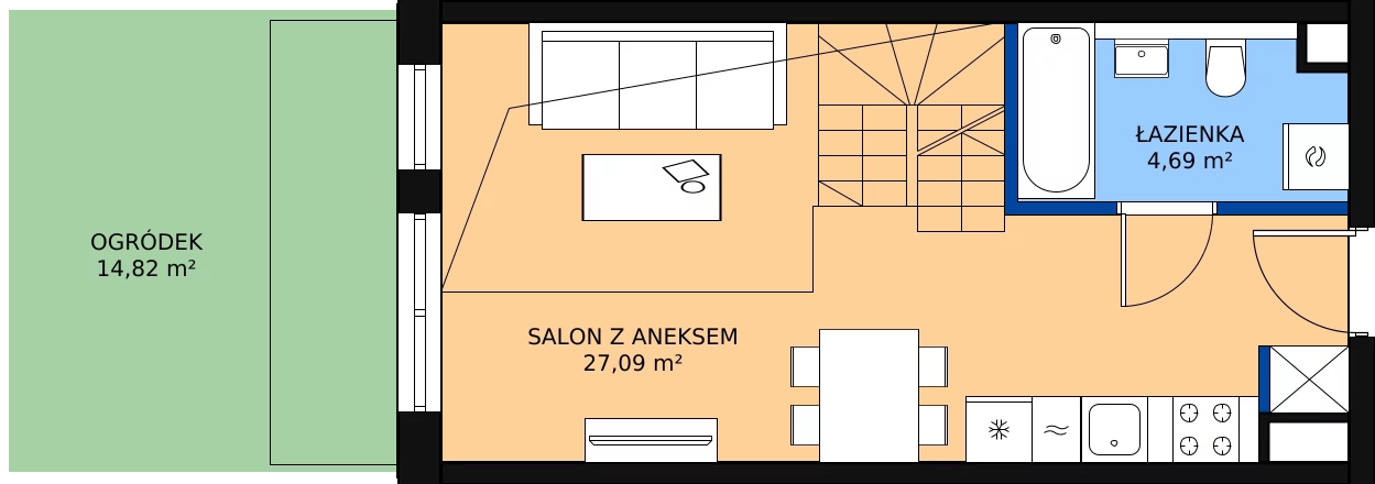 1 pokój, mieszkanie 52,27 m², parter, oferta nr 3, Nowa Kurkowa, Wrocław, Nadodrze, Śródmieście, ul. Kurkowa 36