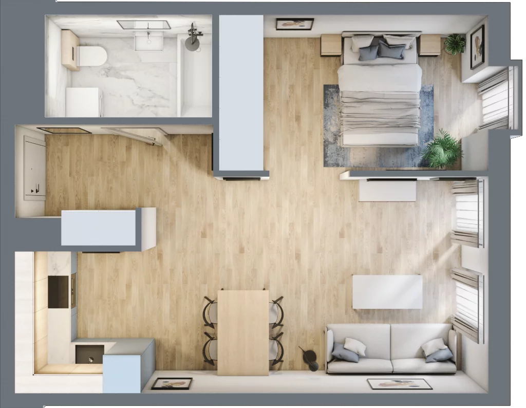 1 pokój, mieszkanie 43,46 m², piętro 1, oferta nr 7, Nowa Kurkowa, Wrocław, Nadodrze, Śródmieście, ul. Kurkowa 36