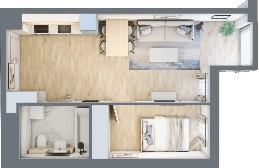 1 pokój, mieszkanie 41,80 m², piętro 1, oferta nr 9, Nowa Kurkowa, Wrocław, Nadodrze, Śródmieście, ul. Kurkowa 36