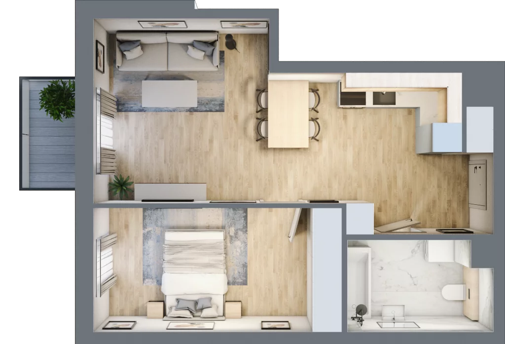 2 pokoje, mieszkanie 46,33 m², piętro 1, oferta nr 12, Nowa Kurkowa, Wrocław, Nadodrze, Śródmieście, ul. Kurkowa 36
