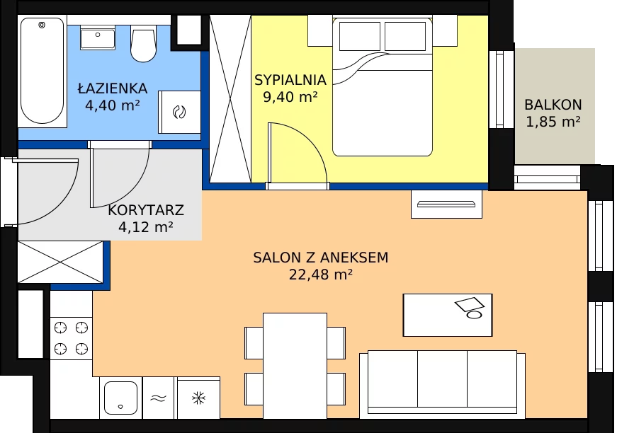 2 pokoje, apartament 40,36 m², piętro 1, oferta nr 17, Nowa Kurkowa, Wrocław, Nadodrze, Śródmieście, ul. Kurkowa 36