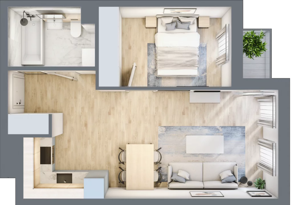 2 pokoje, mieszkanie 40,36 m², piętro 1, oferta nr 17, Nowa Kurkowa, Wrocław, Nadodrze, Śródmieście, ul. Kurkowa 36