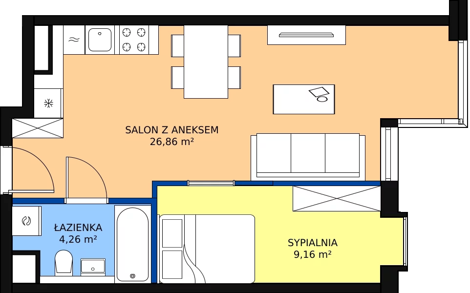 2 pokoje, apartament 40,51 m², piętro 2, oferta nr 20, Nowa Kurkowa, Wrocław, Nadodrze, Śródmieście, ul. Kurkowa 36