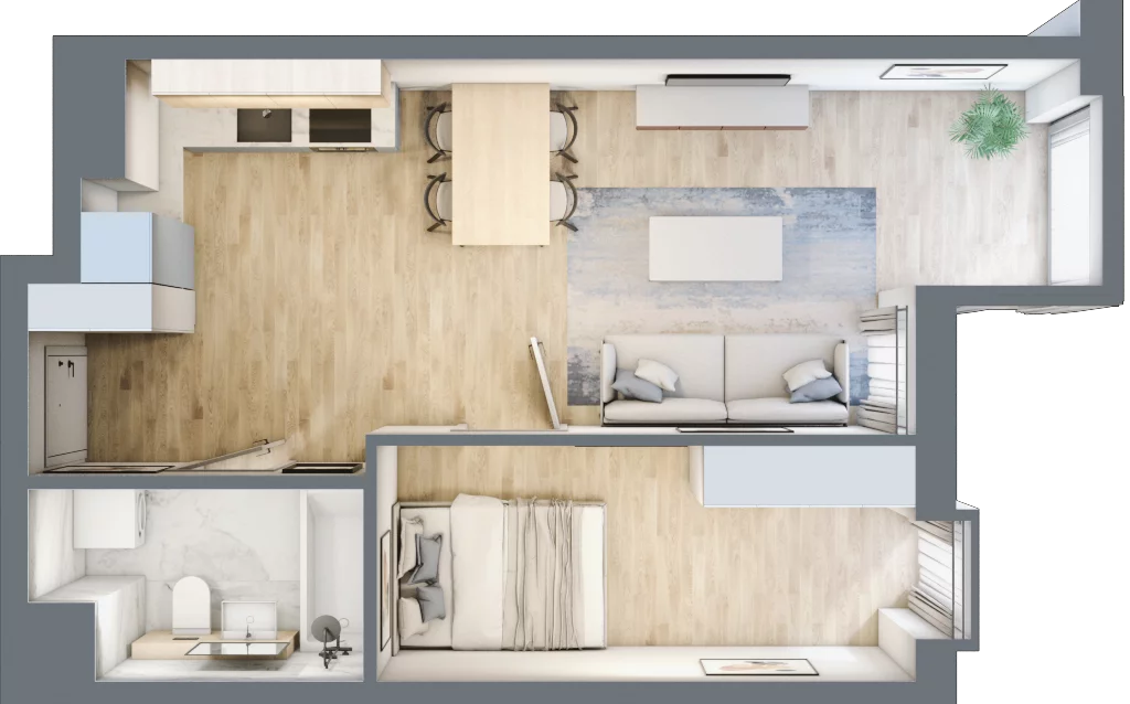 2 pokoje, mieszkanie 40,51 m², piętro 2, oferta nr 20, Nowa Kurkowa, Wrocław, Nadodrze, Śródmieście, ul. Kurkowa 36