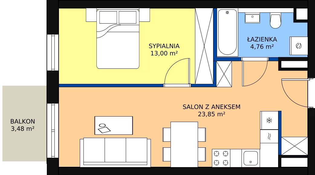 2 pokoje, apartament 41,87 m², piętro 2, oferta nr 23, Nowa Kurkowa, Wrocław, Nadodrze, Śródmieście, ul. Kurkowa 36