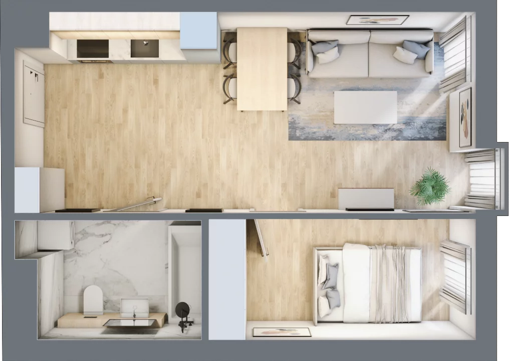 2 pokoje, mieszkanie 38,89 m², piętro 4, oferta nr 45, Nowa Kurkowa, Wrocław, Nadodrze, Śródmieście, ul. Kurkowa 36