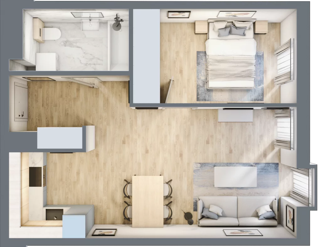 2 pokoje, mieszkanie 43,28 m², piętro 5, oferta nr 55, Nowa Kurkowa, Wrocław, Nadodrze, Śródmieście, ul. Kurkowa 36