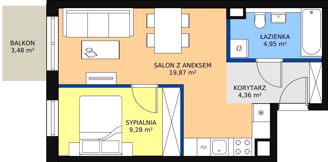 2 pokoje, apartament 38,57 m², piętro 5, oferta nr 63, Nowa Kurkowa, Wrocław, Nadodrze, Śródmieście, ul. Kurkowa 36