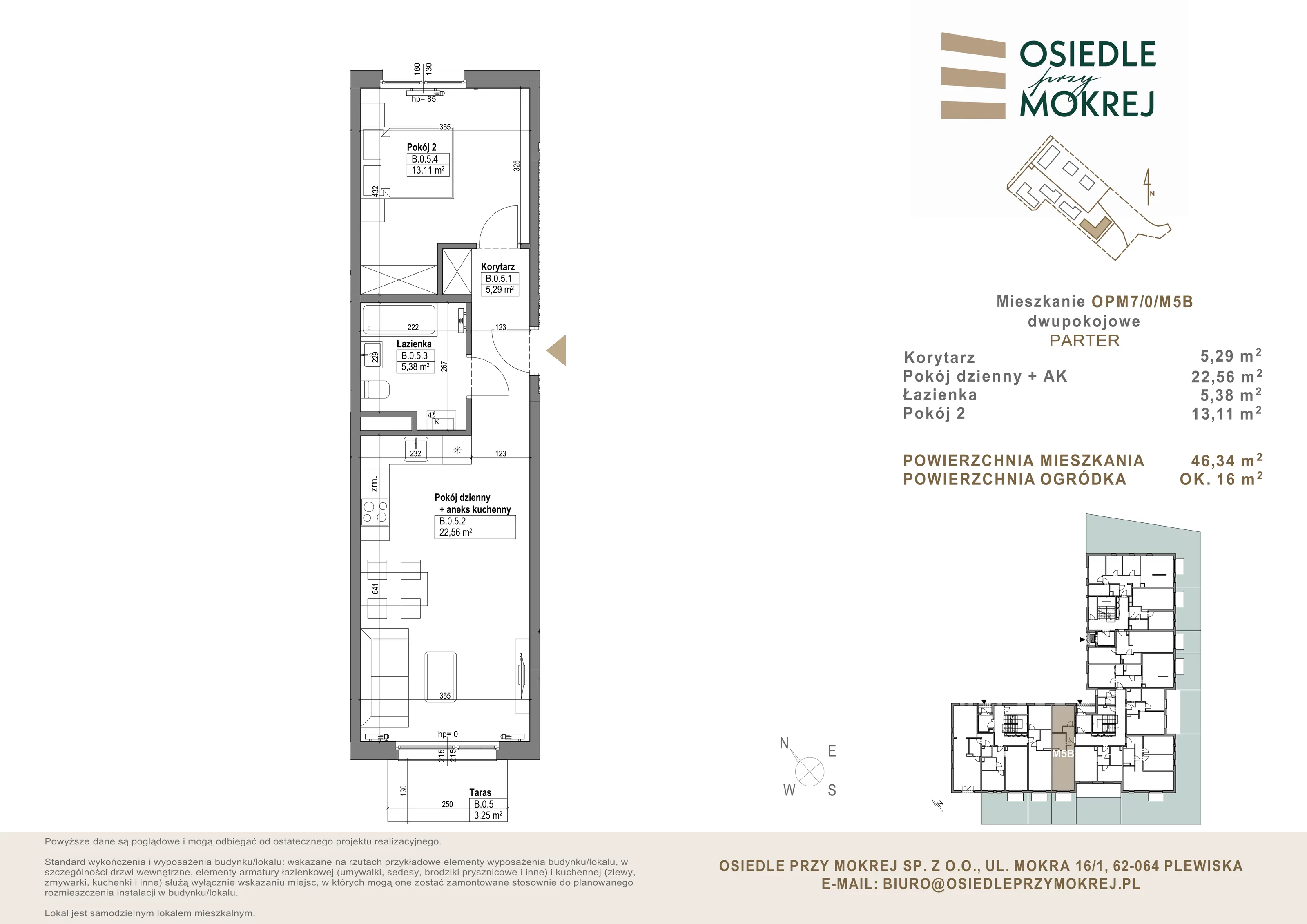 Mieszkanie 46,34 m², parter, oferta nr OPM7/0/M5B, Osiedle przy Mokrej, Plewiska, ul. Mokra