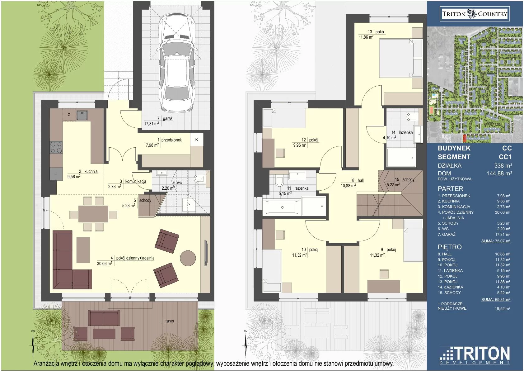 Dom 144,88 m², oferta nr CC1, Triton Country, Stara Wieś, ul. Głogowa 28