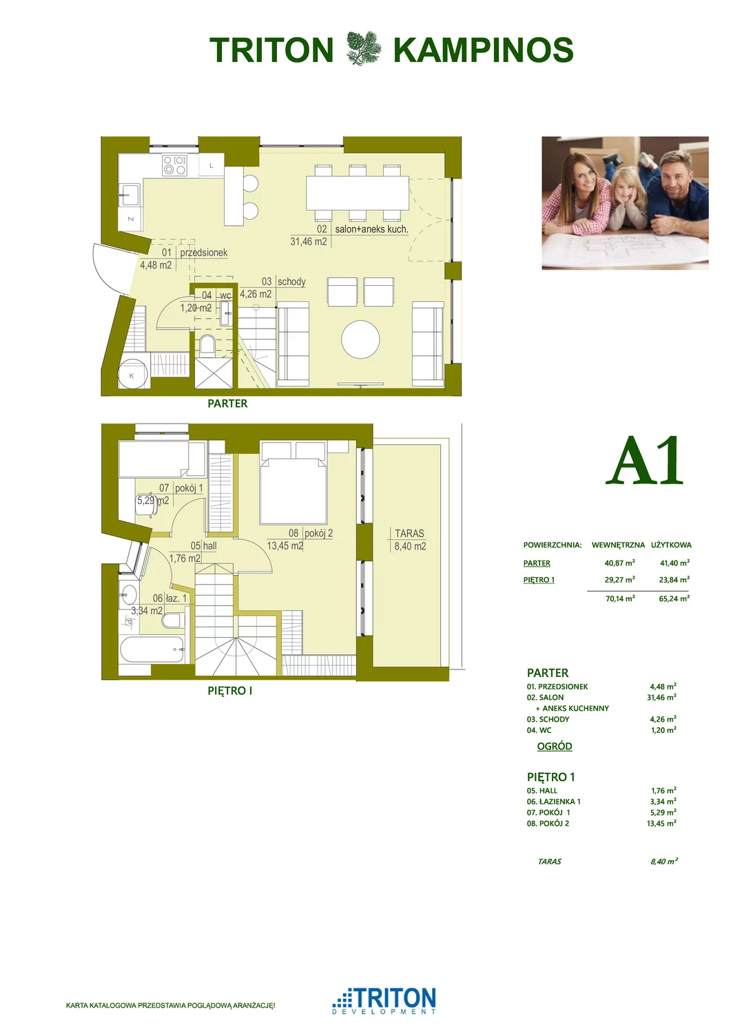 Dom 65,24 m², oferta nr A1, Triton Kampinos II, Łomna-Las, ul. Wiśniowa
