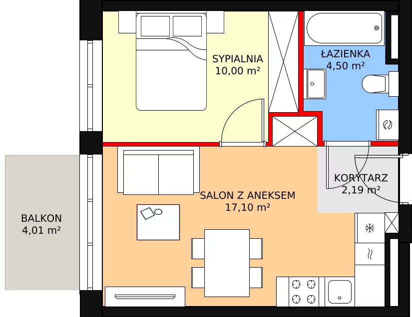 2 pokoje, mieszkanie 33,79 m², piętro 2, oferta nr A_M21, Triton Kampinos, Łomna-Las, ul. Wiśniowa