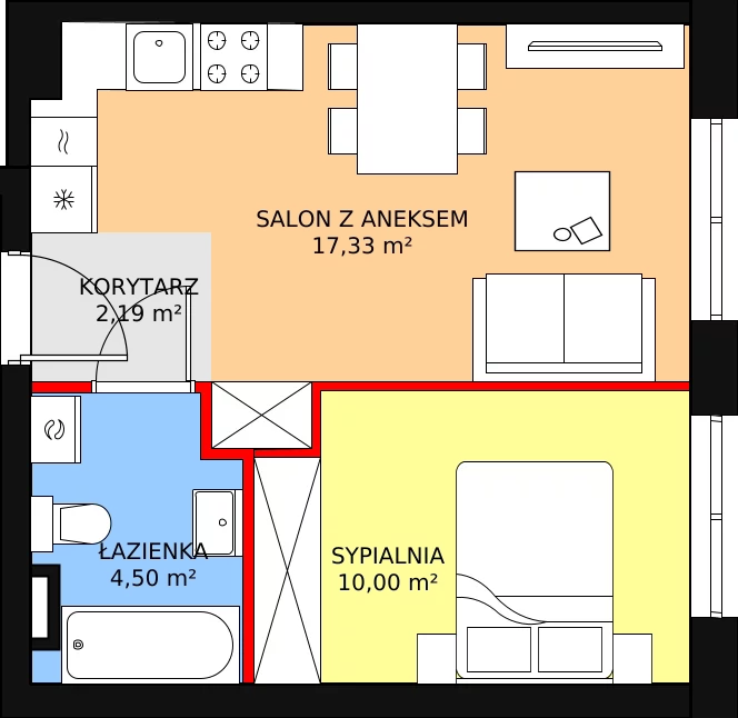 2 pokoje, mieszkanie 34,02 m², piętro 3, oferta nr C_M45, Triton Kampinos, Łomna-Las, ul. Wiśniowa