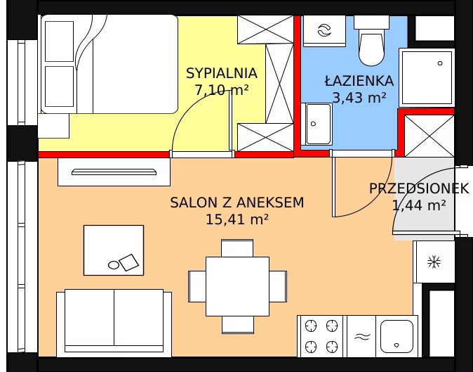 Mieszkanie 27,38 m², piętro 3, oferta nr C_M41, Triton Kampinos, Łomna-Las, ul. Wiśniowa