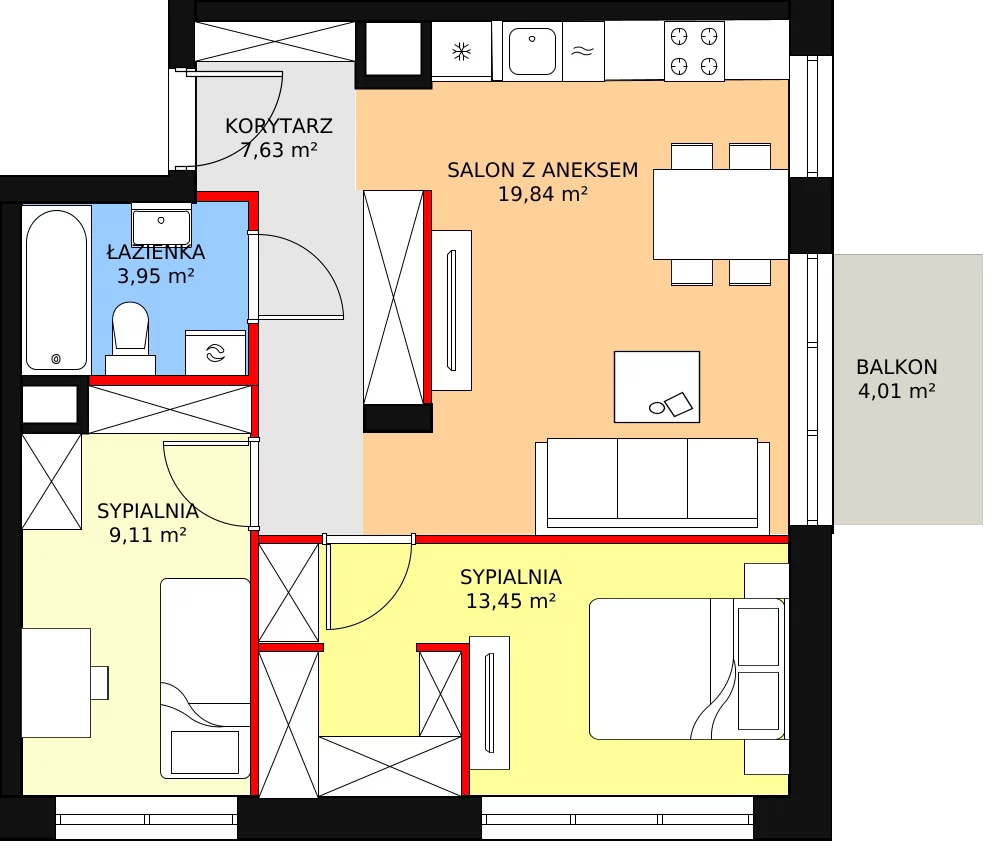 Mieszkanie 53,98 m², piętro 3, oferta nr C_M40, Triton Kampinos, Łomna-Las, ul. Wiśniowa