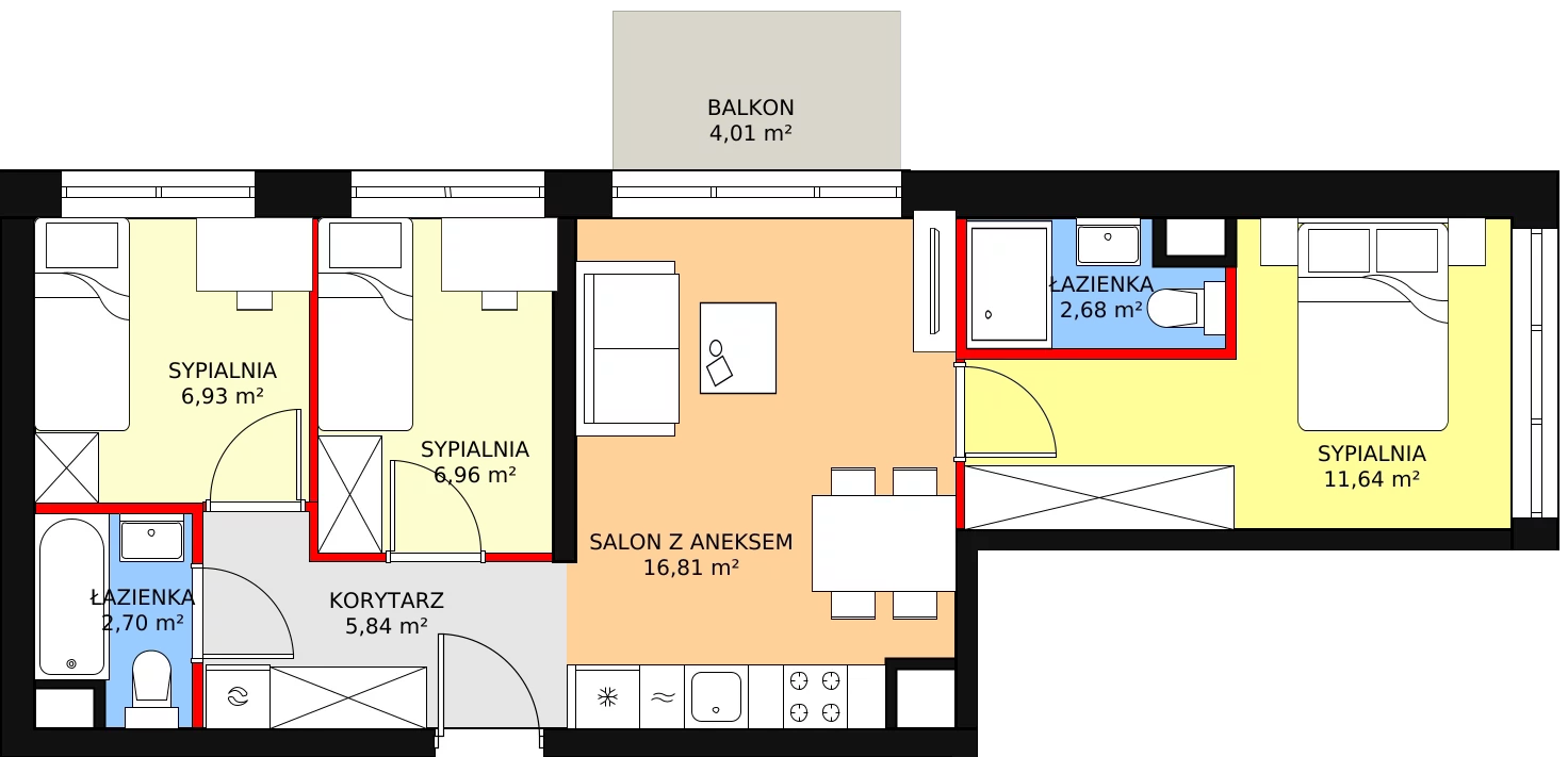 Mieszkanie 53,56 m², piętro 3, oferta nr C_M34, Triton Kampinos, Łomna-Las, ul. Wiśniowa