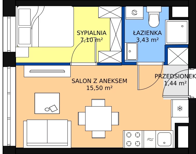 2 pokoje, mieszkanie 27,47 m², piętro 2, oferta nr C_M30, Triton Kampinos, Łomna-Las, ul. Wiśniowa