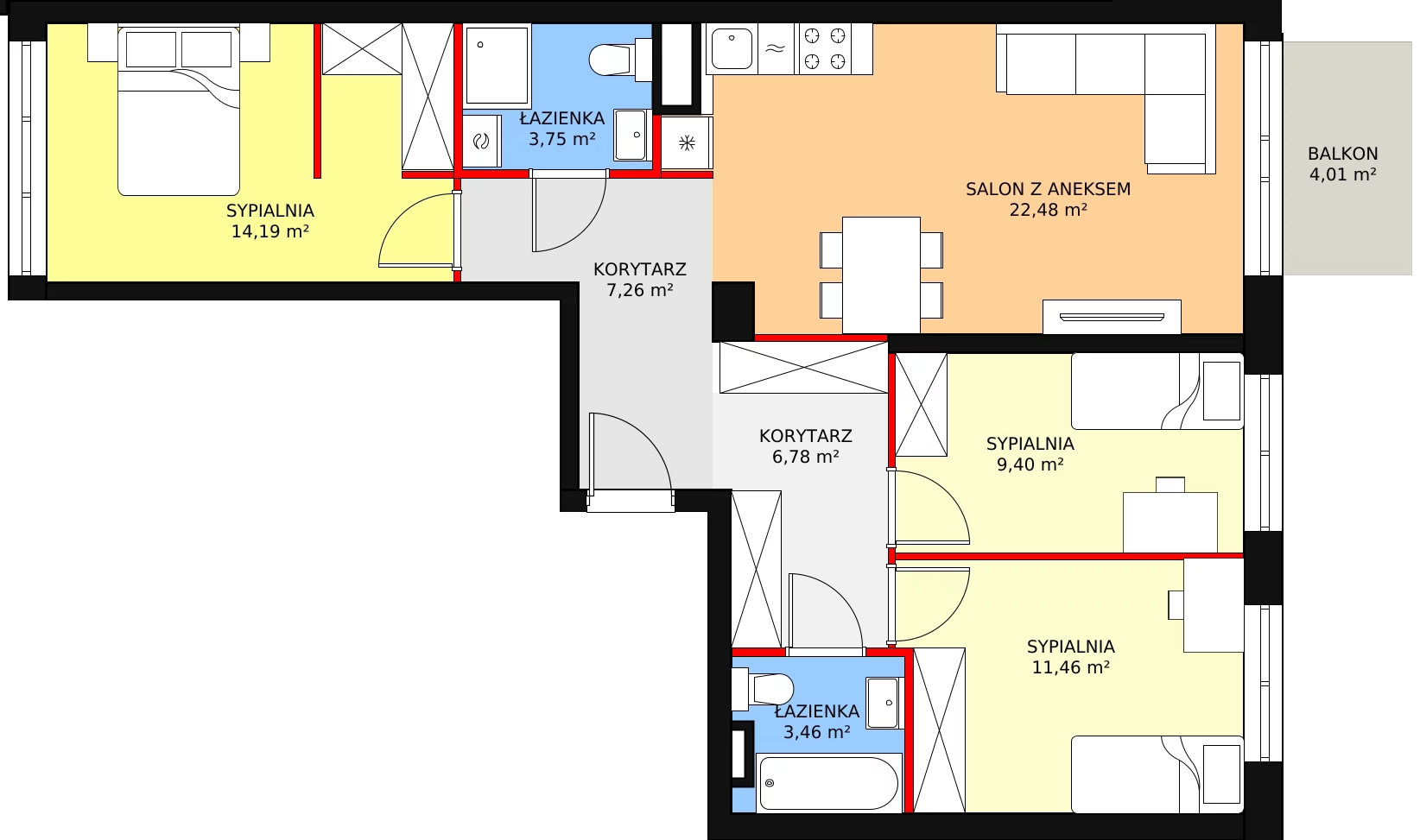 Mieszkanie 78,78 m², piętro 1, oferta nr C_M22, Triton Kampinos, Łomna-Las, ul. Wiśniowa