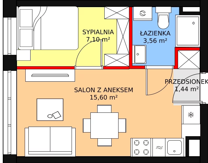 Mieszkanie 27,70 m², piętro 1, oferta nr C_M19, Triton Kampinos, Łomna-Las, ul. Wiśniowa