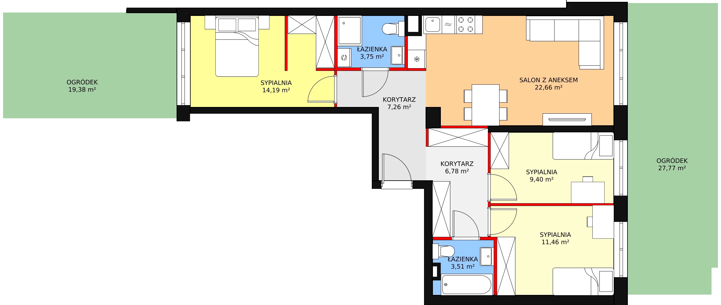 Mieszkanie 79,01 m², parter, oferta nr C_M11, Triton Kampinos, Łomna-Las, ul. Wiśniowa