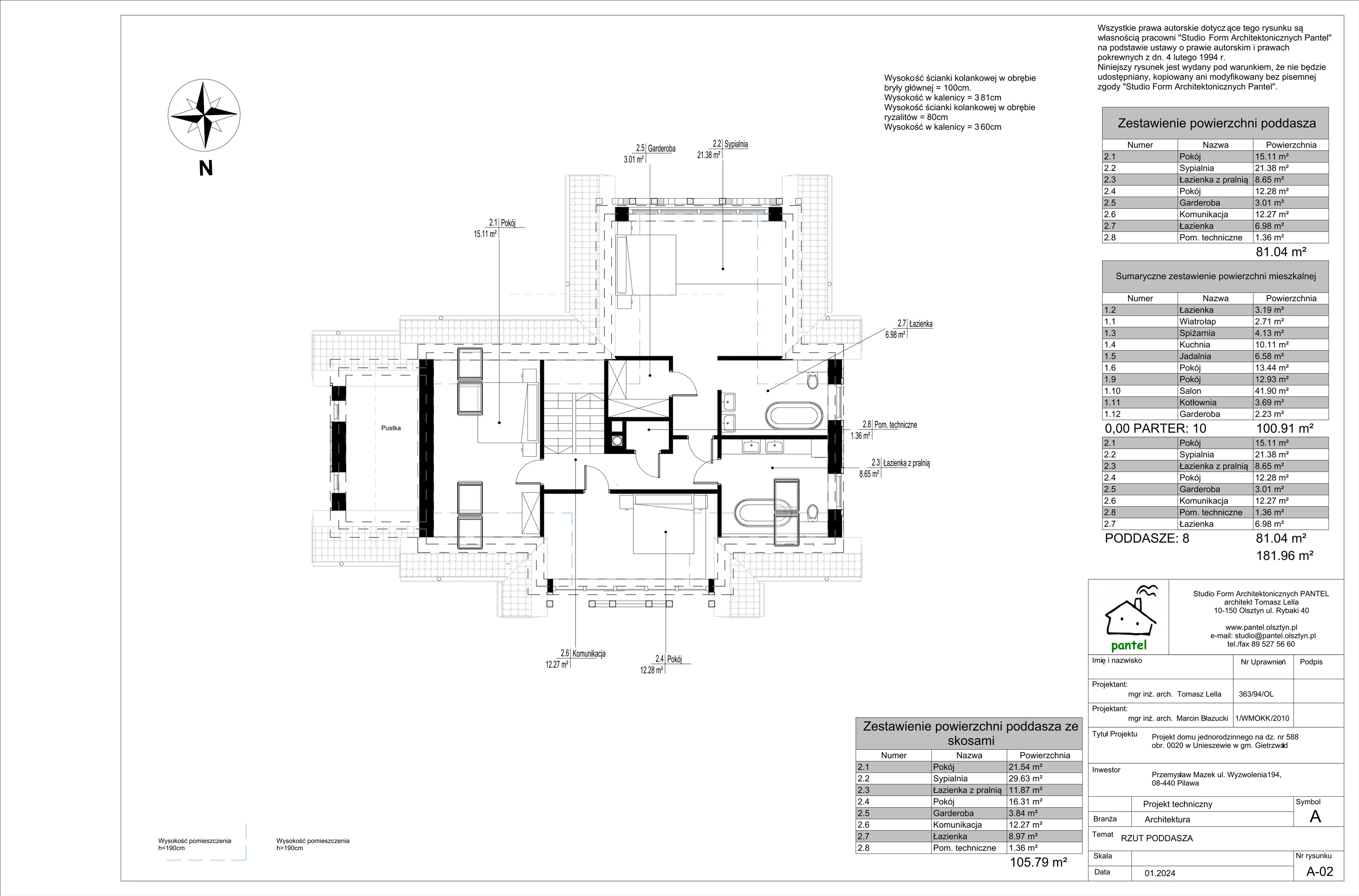 Dom i rezydencja 181,00 m², oferta nr T1, Sielskie Unieszewo, Unieszewo