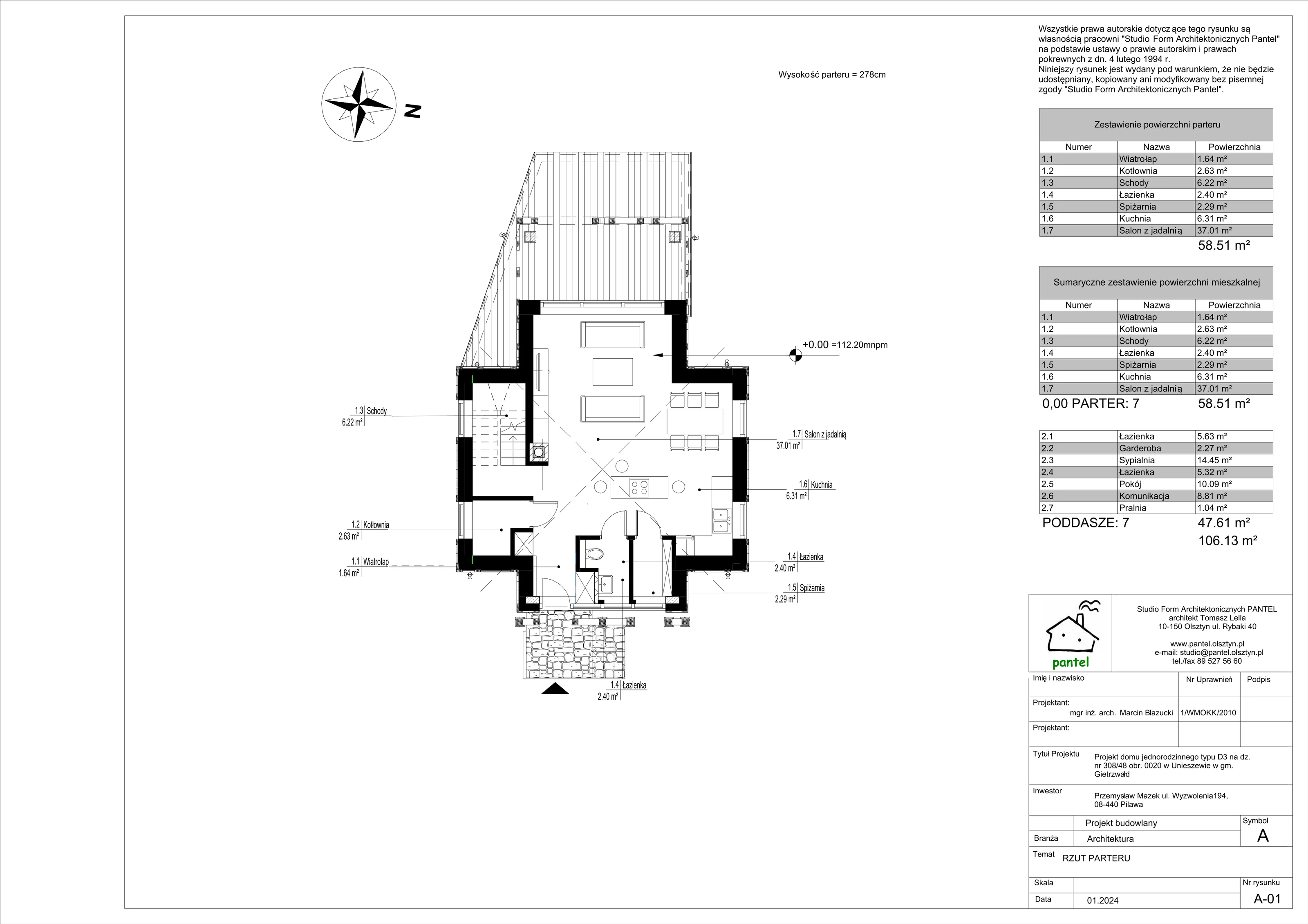 Dom i rezydencja 106,00 m², oferta nr T10, Sielskie Unieszewo, Unieszewo