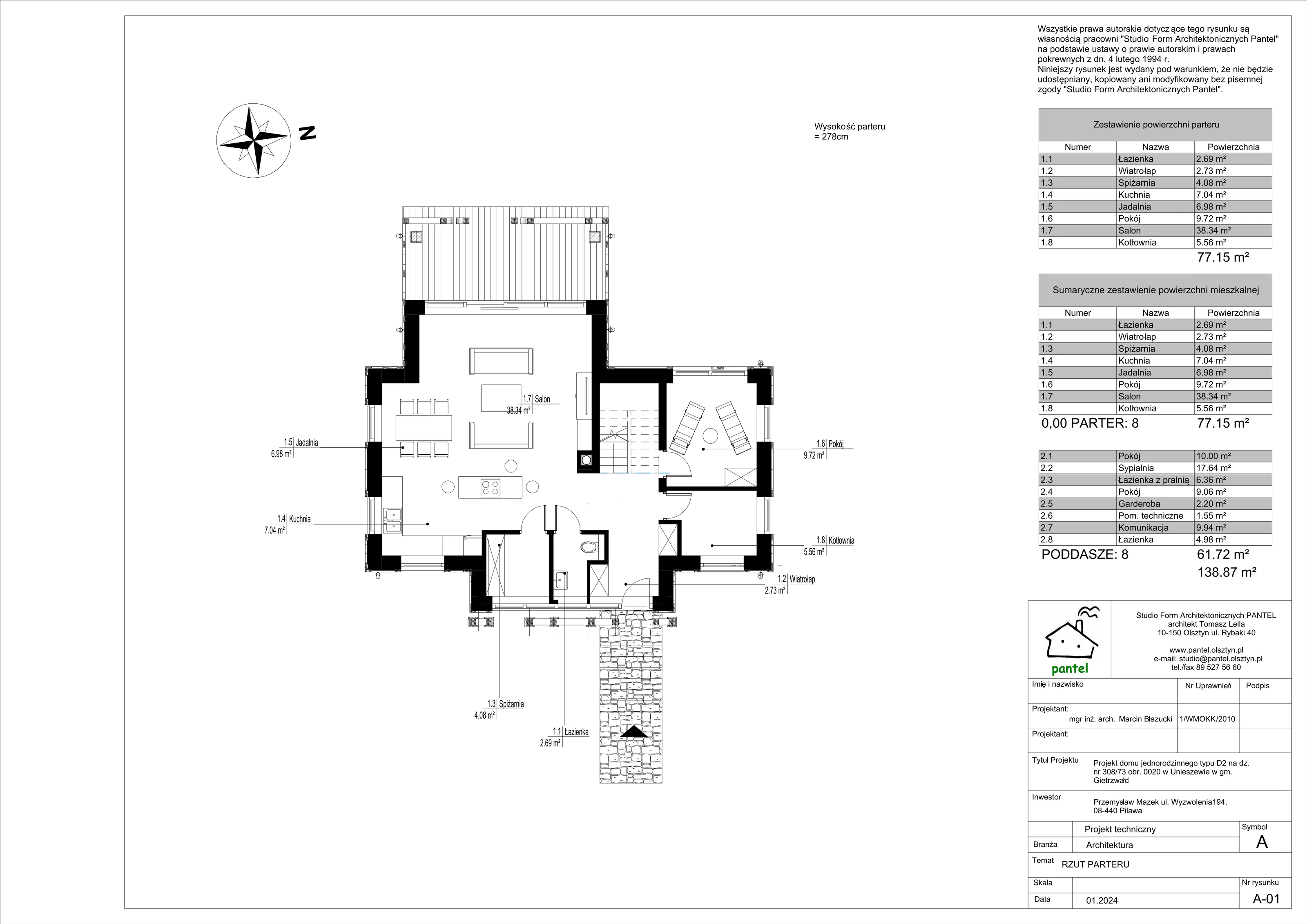 Dom i rezydencja 138,00 m², oferta nr T11, Sielskie Unieszewo, Unieszewo