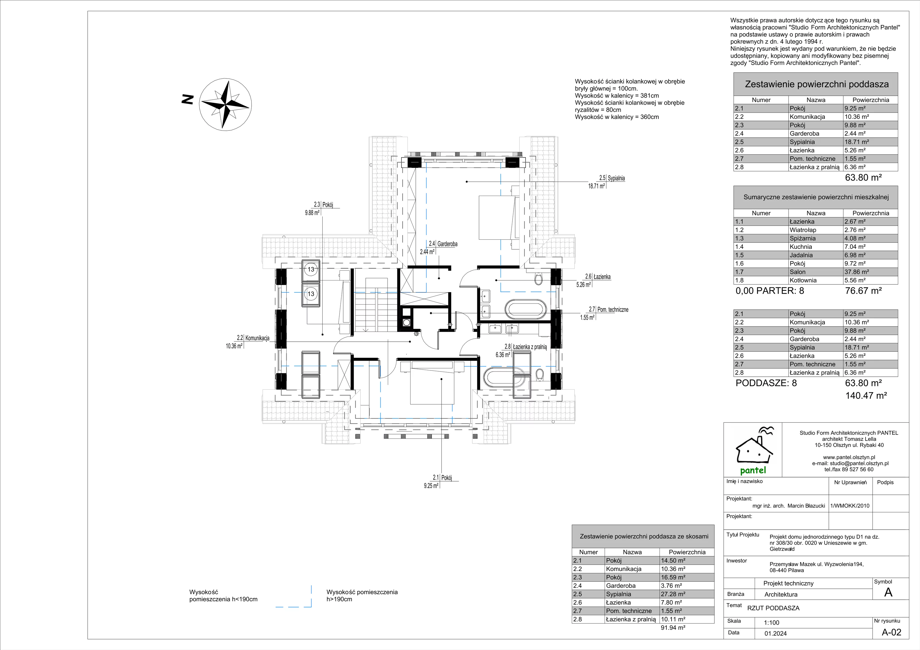 Dom i rezydencja 140,00 m², oferta nr T12, Sielskie Unieszewo, Unieszewo