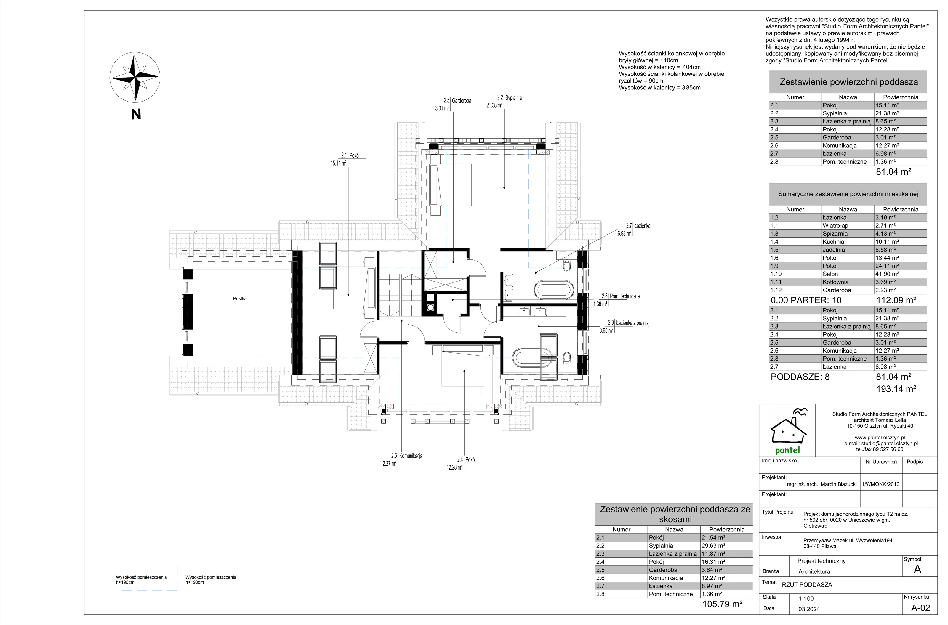 Dom i rezydencja 192,00 m², oferta nr T3, Sielskie Unieszewo, Unieszewo