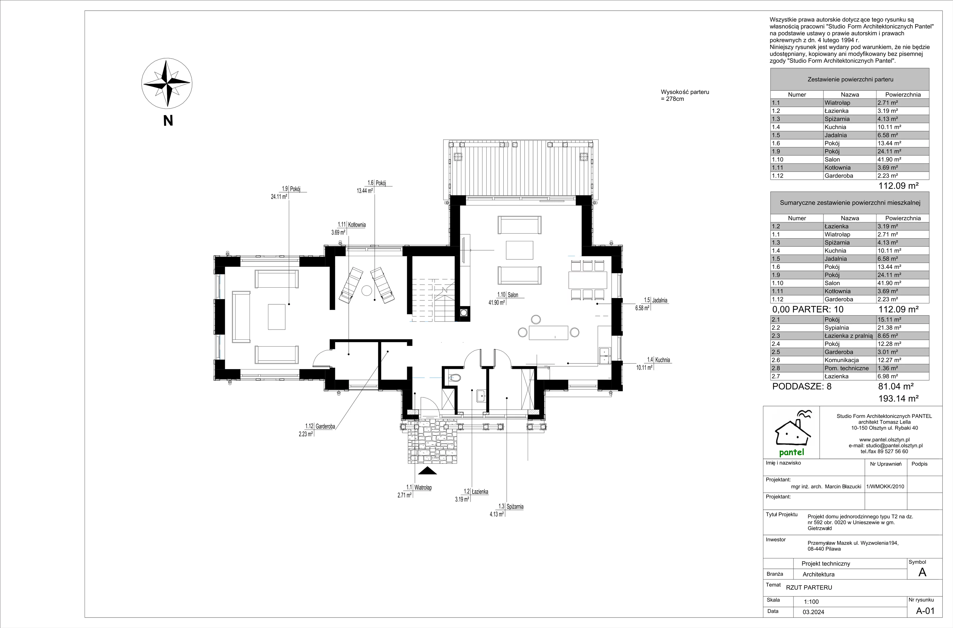 Dom 192,00 m², oferta nr T5, Sielskie Unieszewo, Unieszewo