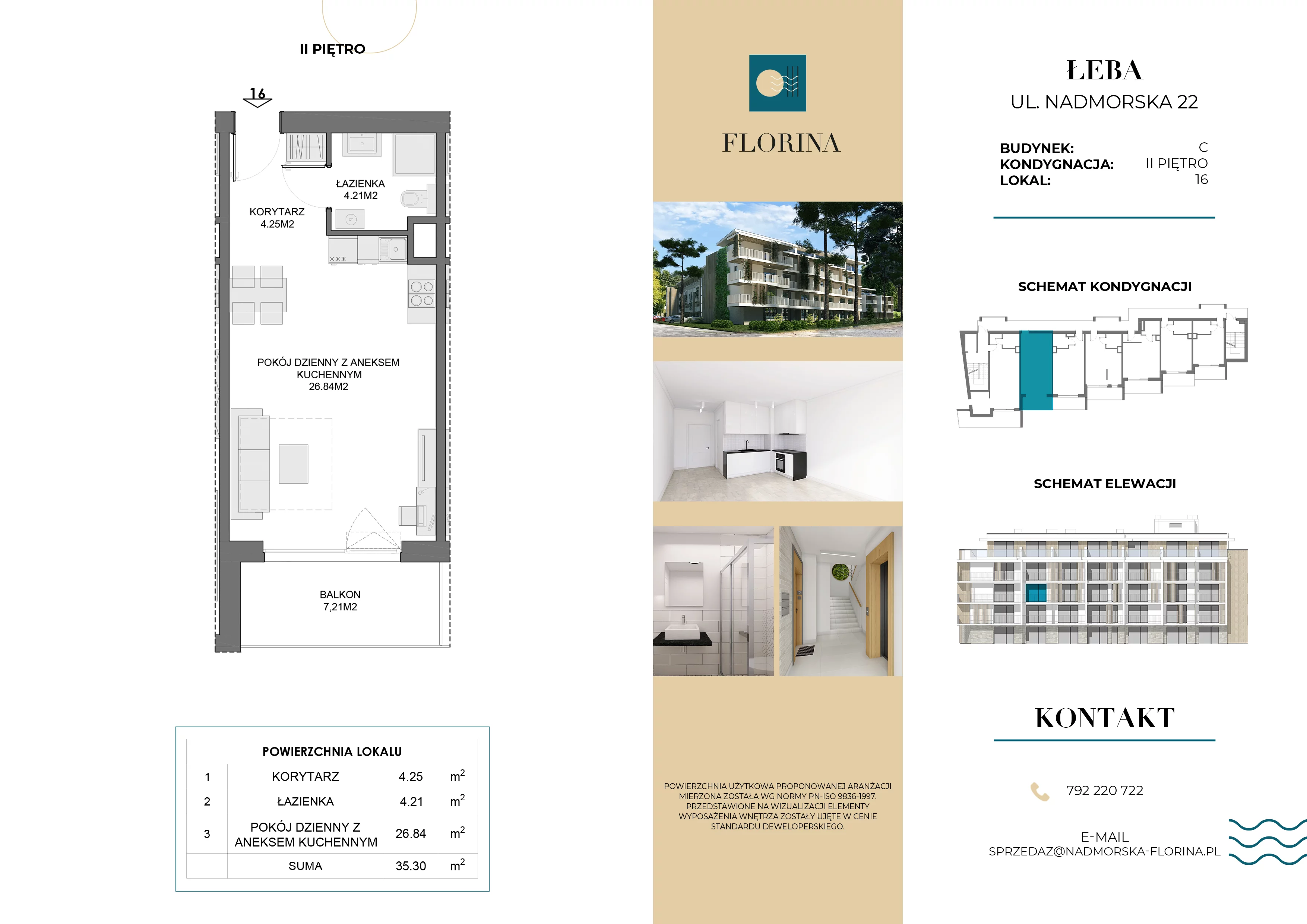 Apartament inwestycyjny 35,30 m², piętro 2, oferta nr C.M16, Nadmorska Florina, Łeba, ul. Nadmorska