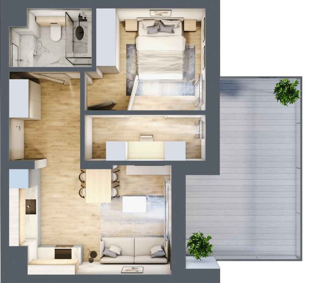 Mieszkanie 44,17 m², parter, oferta nr B1-1, Wyścigowa 42, Radom, Idalin, ul. Wyścigowa 42