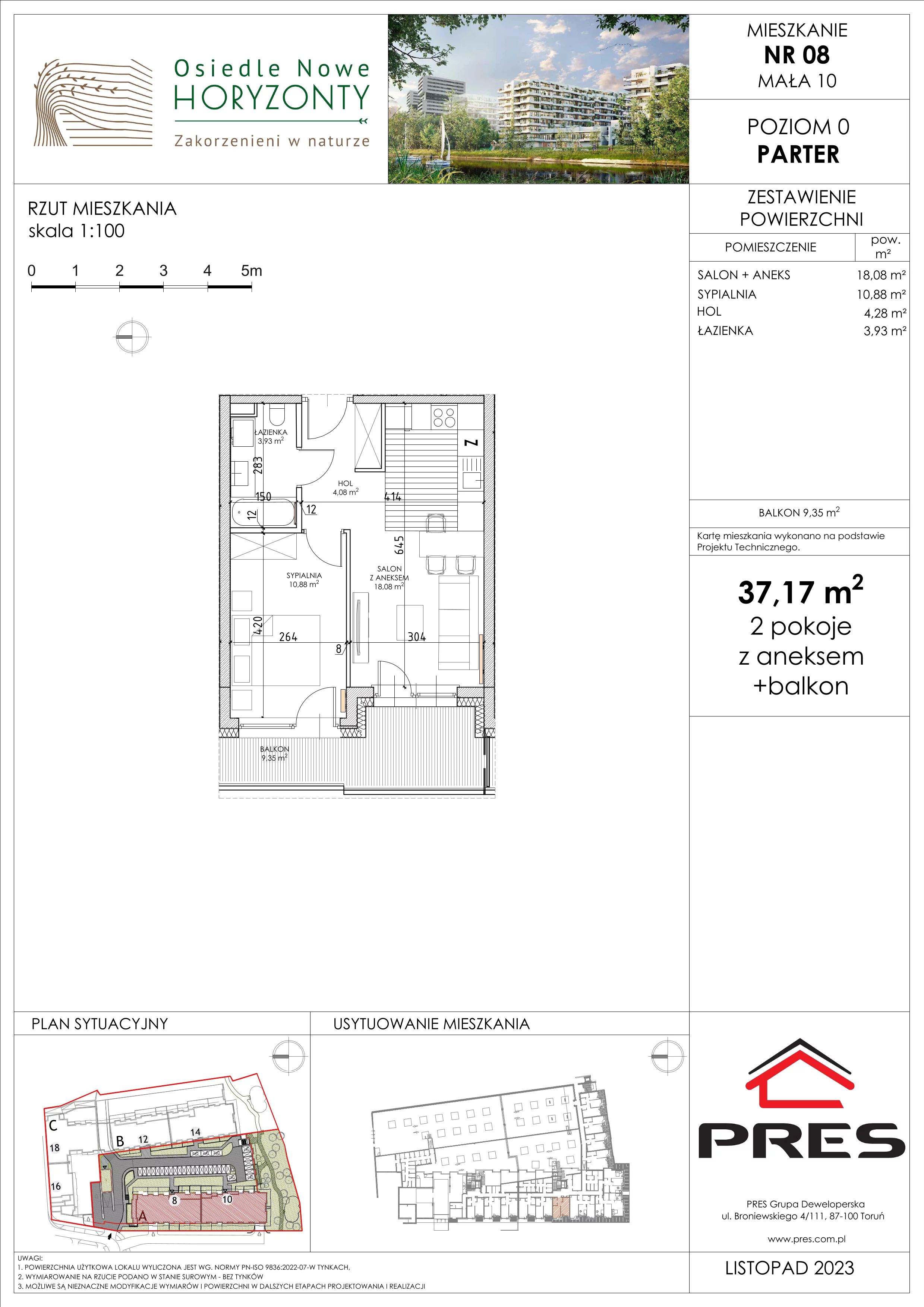 Mieszkanie 37,17 m², parter, oferta nr F-BYD-E1-LM-1_M8, Osiedle Nowe Horyzonty, Bydgoszcz, Bartodzieje, ul. Mała 8,10 / Fordońska 16,18