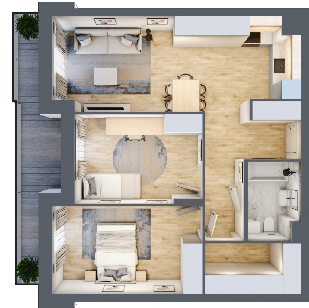 Mieszkanie 62,72 m², parter, oferta nr F-BYD-E1-LM-1_M7, Osiedle Nowe Horyzonty, Bydgoszcz, Bartodzieje, ul. Mała 8,10 / Fordońska 16,18