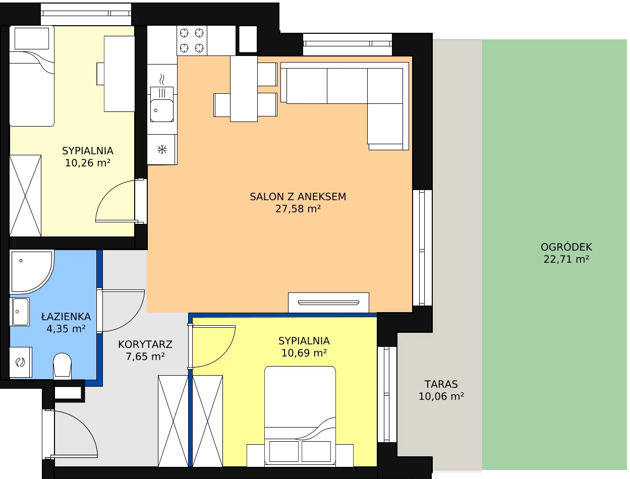 Zalety mieszkania 60.53 m², F-BYD-E1-LM-2_M12