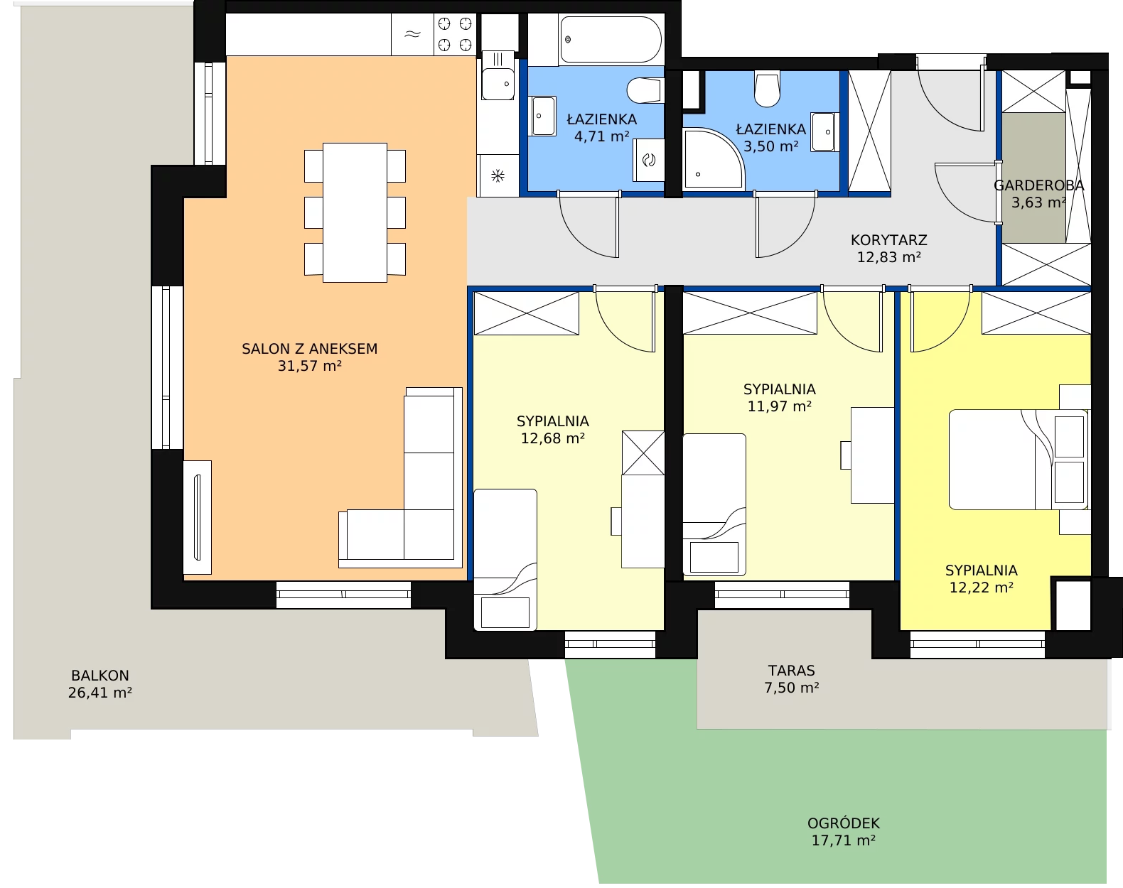 Zalety mieszkania 93.11 m², F-BYD-E1-LM-1_M12