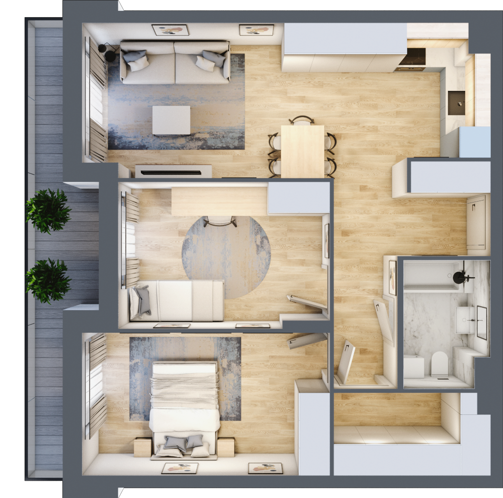 Mieszkanie 63,26 m², piętro 1, oferta nr F-BYD-E1-LM-1_M14, Osiedle Nowe Horyzonty, Bydgoszcz, Bartodzieje, ul. Mała 8,10 / Fordońska 16,18