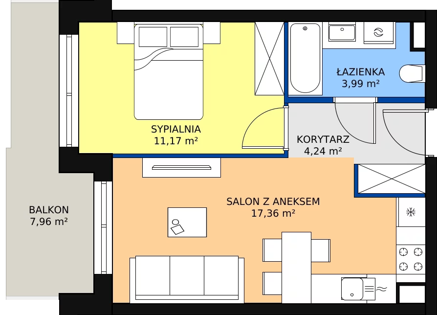Nowe mieszkanie, 36,76 m², 2 pokoje, 3 piętro, oferta nr F-BYD-E1-LM-2_M32