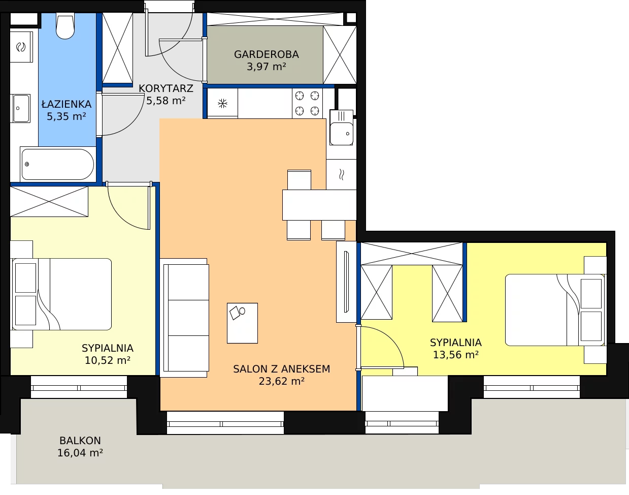 Zalety mieszkania 62.6 m², F-BYD-E1-LM-2_M59