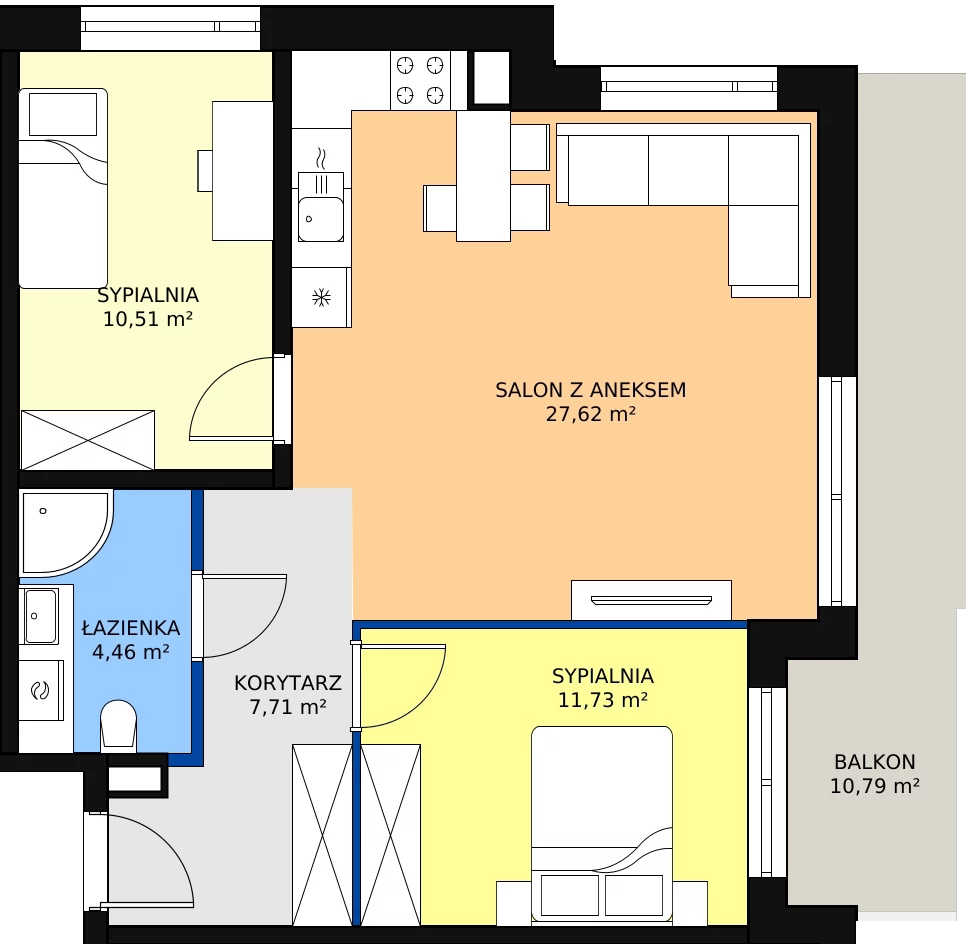 Zalety mieszkania 61.03 m², F-BYD-E1-LM-2_M67